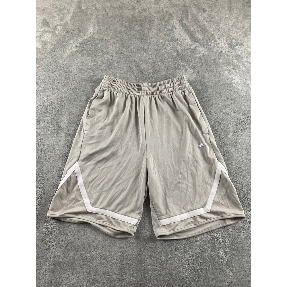 Adidas Mens Basketball Shorts Grey White 9 Inch Inseam Size Medium M‎ 9"